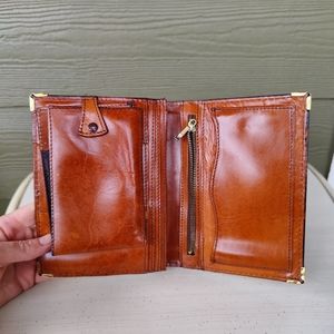 Vintage Leather Utility Wallet Organizer Super Unique Smooth Brown Bifold Clutch